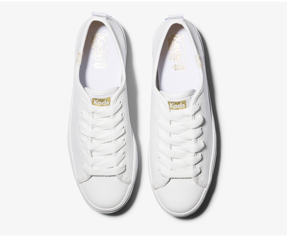 Keds Womens Sneakers White - Triple Up Leather - 439KDJFCN